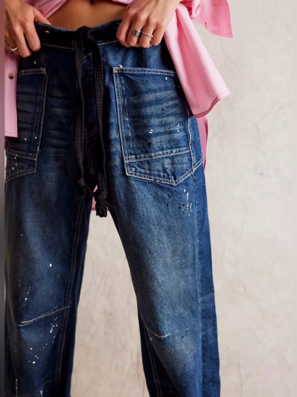 We The Free Moxie Pull-On Barrel Jeans Cerulean Skies 29 NWT Blue Faded Wash - Picture 2 of 16